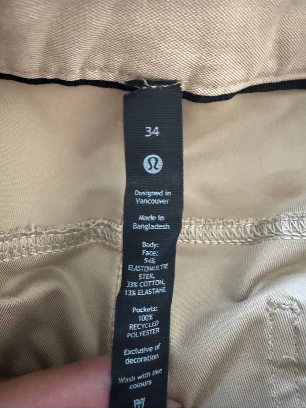 lululemon athletica Men's Utilitech Khaki Chinos - Light Beige